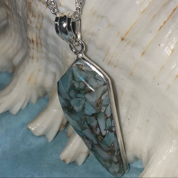 Copper Larimar natural gemstone pendant - Picture 3 of 5